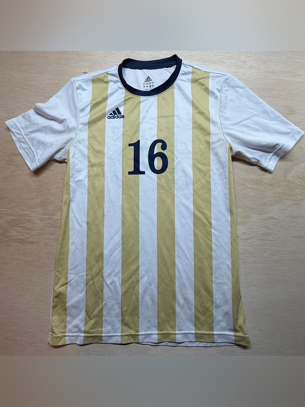 Adidas University of Pittsburgh Panthers Soccer Jersey #16 Gold Striped Mens L